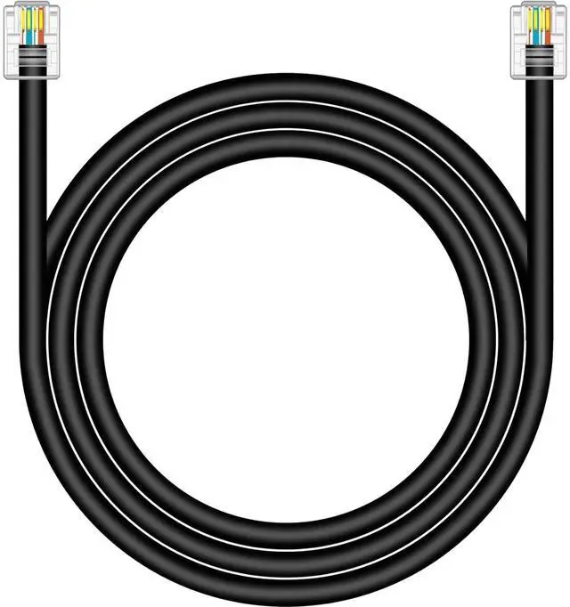 Main image of NECABLES CAT5 / CAT5e RJ11 Data Cable DSL Cable 15ft High-Speed for DSL Modem Twisted Wire UTP RJ11 6P4C Male to Male Black - 15 Feet