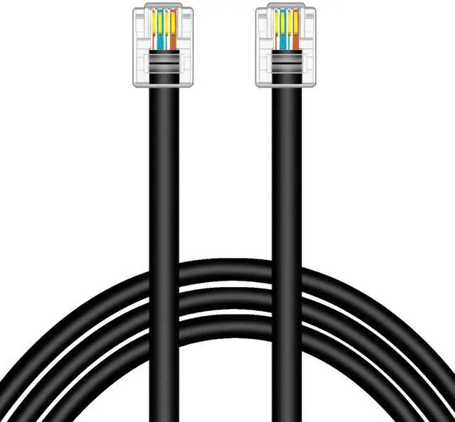 Alt view image 2 of 4 - NECABLES CAT5 / CAT5e RJ11 Data Cable DSL Cable 15ft High-Speed for DSL Modem Twisted Wire UTP RJ11 6P4C Male to Male Black - 15 Feet
