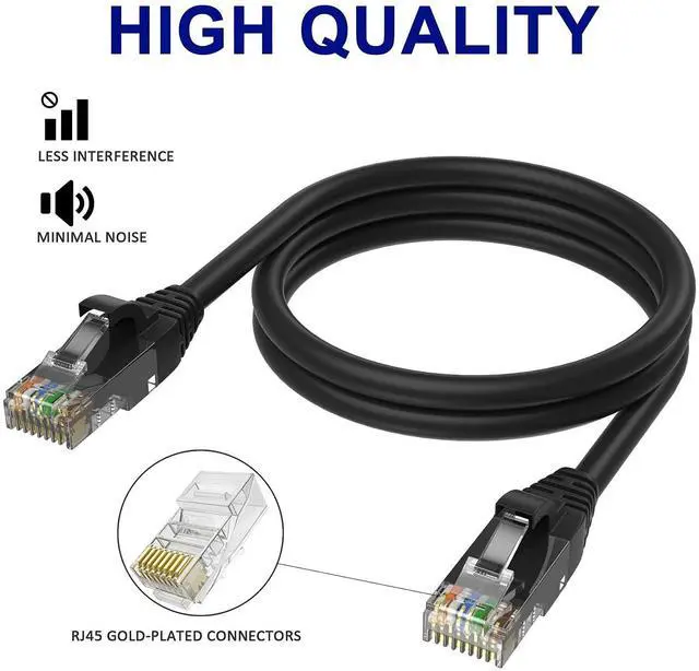 Alt view image 3 of 6 - Adoreen Cat 6 Ethernet Cable 10 Ft-3 Pack,High Speed Short Patch Cables Network Cables, Soft Flexible Cat6 RJ45 LAN Internet Cable Cord Faster Than Cat 5e 5 Cable+15 Ties-Black+White+Blue