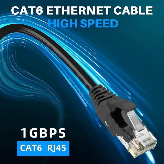Alt view image 4 of 6 - Adoreen Cat 6 Ethernet Cable 10 Ft-3 Pack,High Speed Short Patch Cables Network Cables, Soft Flexible Cat6 RJ45 LAN Internet Cable Cord Faster Than Cat 5e 5 Cable+15 Ties-Black+White+Blue