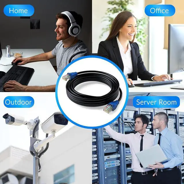 Alt view image 6 of 7 - Cat5e Outdoor Ethernet Cable 35 Feet, Cat 5e Heavy Duty Internet Network LAN Cable, More Flexible Than Cat 6, Waterproof, PVC & LLDPE UV Double Jackets for in Wall, Direct Burial, Router, POE, Indoor