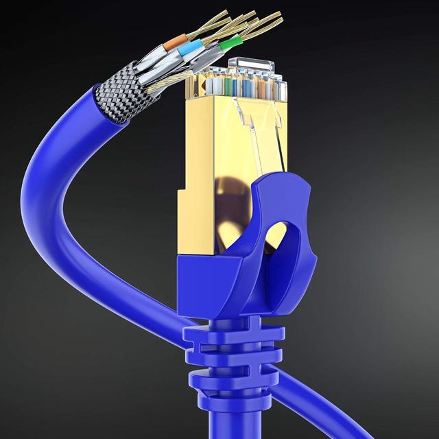 Alt view image 4 of 7 - Cat 7 Ethernet Cable 100 ft - High-Speed Cat7 Internet & Network LAN Patch Cables, RJ45 Connectors - Perfect for Gaming, Streaming, and More (Blue)