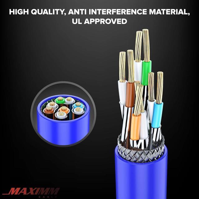 Alt view image 3 of 7 - Cat 7 Ethernet Cable 100 ft - High-Speed Cat7 Internet & Network LAN Patch Cables, RJ45 Connectors - Perfect for Gaming, Streaming, and More (Blue)