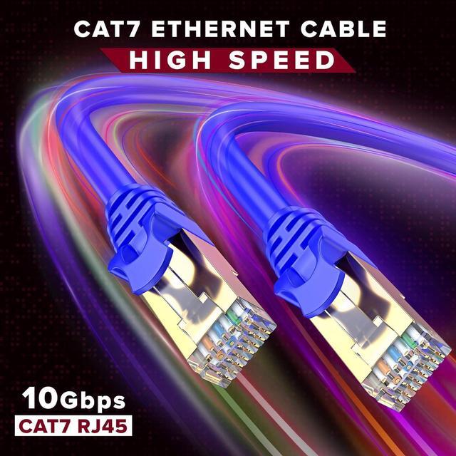 Alt view image 6 of 7 - Cat 7 Ethernet Cable 100 ft - High-Speed Cat7 Internet & Network LAN Patch Cables, RJ45 Connectors - Perfect for Gaming, Streaming, and More (Blue)