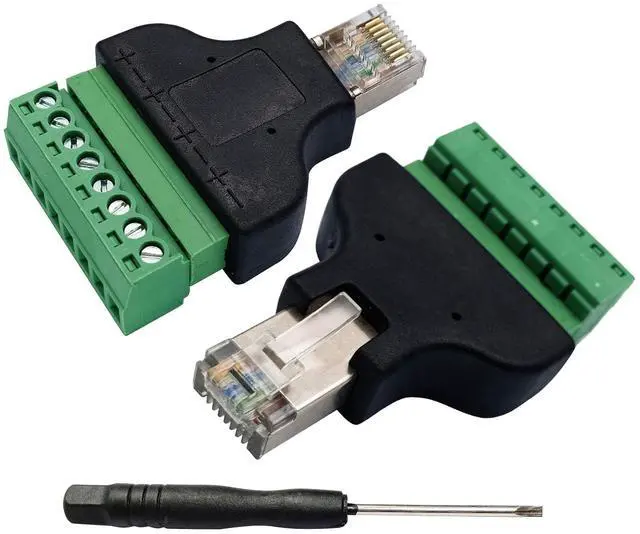 Main image of RJ45 Screw Terminal RJ45 8P 8C Male to 8Pin Female Bolt Screw Type terminals Ethernet Net Network Plug for AV CCTV UTP DVR Cat5 Cat6 Cat7 Coupler(2 Pack/Male)