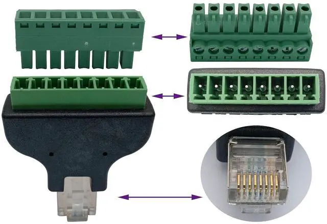 Alt view image 3 of 7 - RJ45 Screw Terminal RJ45 8P 8C Male to 8Pin Female Bolt Screw Type terminals Ethernet Net Network Plug for AV CCTV UTP DVR Cat5 Cat6 Cat7 Coupler(2 Pack/Male)