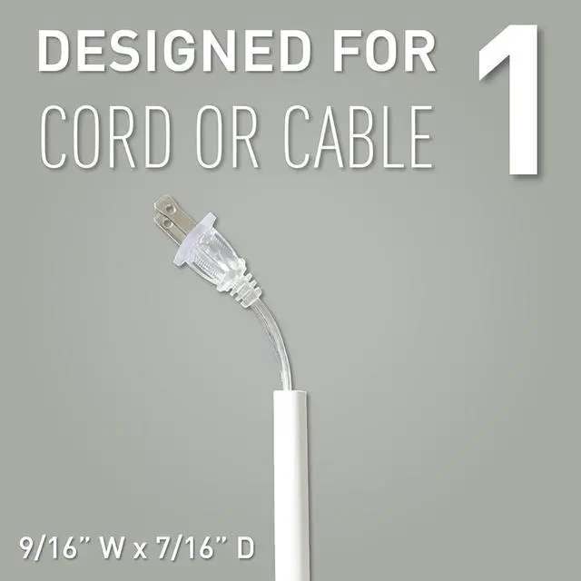 Alt view image 3 of 7 - Legrand Wiremold C110S Cordmate 108 Inch 17 Piece Cord Cover Kit, Organizer for Wall, Holds 1 Cord or Cable, Sustainable Packaging, White (1 Pack)