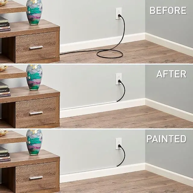 Alt view image 4 of 7 - Legrand Wiremold C110S Cordmate 108 Inch 17 Piece Cord Cover Kit, Organizer for Wall, Holds 1 Cord or Cable, Sustainable Packaging, White (1 Pack)