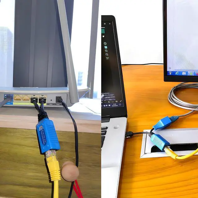 Alt view image 5 of 6 - 4 Pair PoE Ethernet Splitter, RJ45 Cable Sharing Kits, 2-in-1 Cat5 Combiner, Ethernet Extender for 8 Security IP Cameras NVR Surveillance System