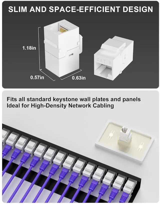 Alt view image 2 of 7 - 20 Pack RJ45 Keystone Jack Cat6 Coupler - Female to Female CAT 6 Ethernet Network Coupler White