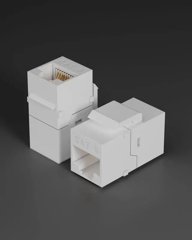Alt view image 7 of 7 - 20 Pack RJ45 Keystone Jack Cat6 Coupler - Female to Female CAT 6 Ethernet Network Coupler White