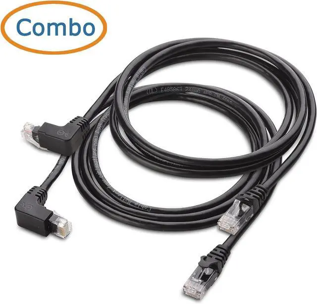 Alt view image 2 of 7 - Cable Matters 10Gbps Combo-Pack 90 Degree Cat 6 Ethernet Cable - 5ft, Cat6 Right Angle Ethernet Cable (Right Angle Up and Down Connectors)