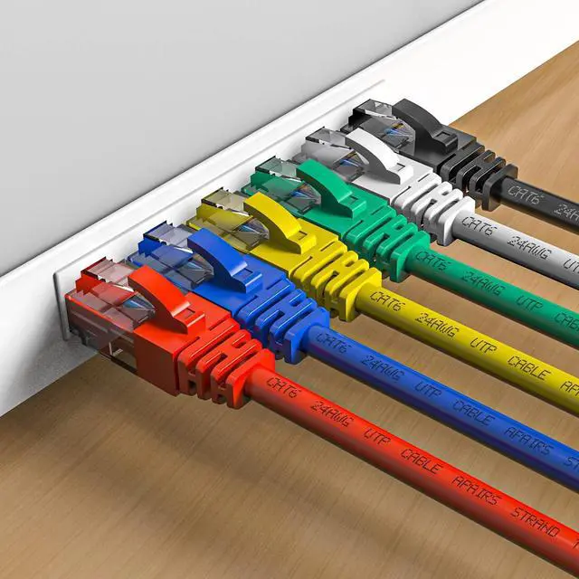 Alt view image 2 of 7 - Cat6 Patch Cables 6 Feet (6 Pack), Cat 6 Ethernet Cable, 24AWG CCA Cord, UTP Network, Internet Cable, Compatible for PC, Laptop, Routers, Switches, Servers, Printers, RJ45 LAN with 25 Cable Ties - 6FT