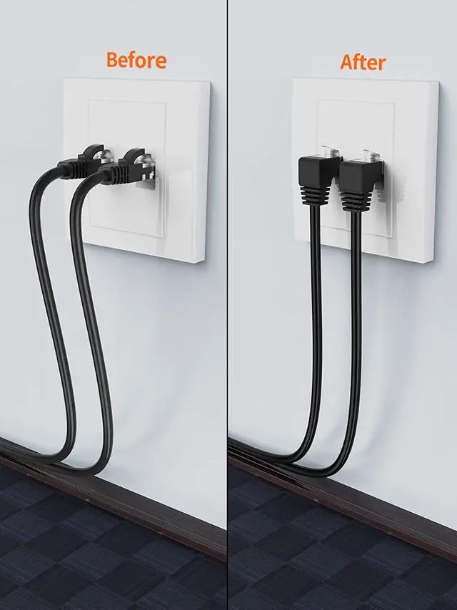 Alt view image 4 of 7 - CableCreation CAT6 Ethernet Extension Cable, Shielded 8P8C Ethernet Patch Cable,Up Angled Support Bandwidth Up to 250mhz,1.6ft/0.5m,Black