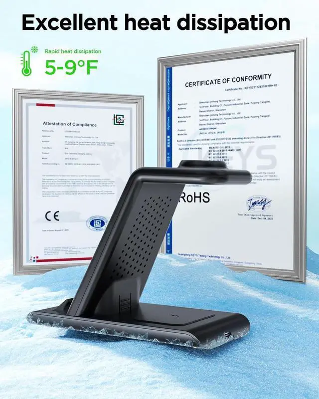 Alt view image 7 of 7 - Wireless Charging Station for Samsung Wireless Charger Galaxy S25 Ultra/S25/S24/S23/S22/S21/S20/S10/Note20/10/9/8 Galaxy Watch 7/6/5 Pro/4/3 Active 2/1 Stand Galaxy Buds3/2 Pro/Live Multiple Devices