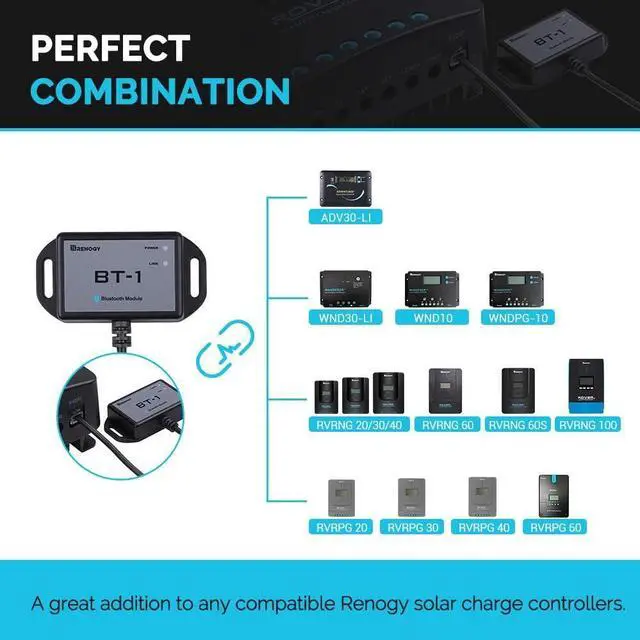Alt view image 2 of 7 - Renogy Bluetooth Module RJ12 Communication Port Compatible Rover/Wanderer/Adventurer Charge Controllers, BT-1 RS232,Black