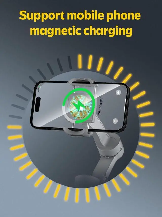 Alt view image 6 of 7 - Professional Gimbal Stabilizer for Smartphone w/Wireless Charging OLED Display LED Light Focus Wheel, 3-Axis Phone Gimbal Stabilizer for iPhone 15 14 13 12 Pro/Max/Xs Galaxy S23-AOCHUAN Smart X Pro