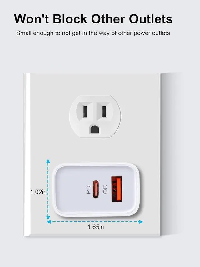Alt view image 4 of 7 - Charger Block, USB C Fast Charging Block Usbc Wall Charger Dual Port USB & Type C Multi Ports USB Plug Outlet for iPhone Samsung Quick Charge Box Power Delivery Cube Adapter Cargador Brick