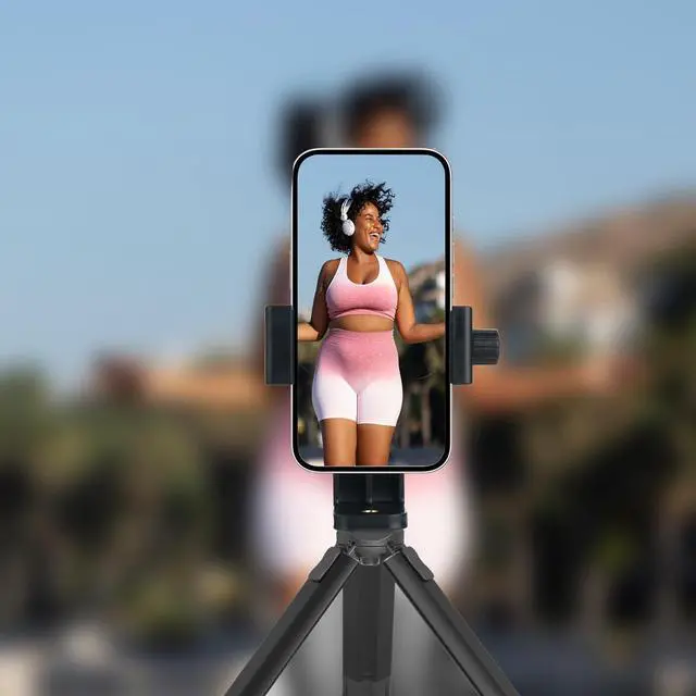 Alt view image 2 of 7 - Phone Tripod Mount Adapter with Smartphone Remote Controller, Phone Holder Clip Compatible with iPhone and Other Cell Phones