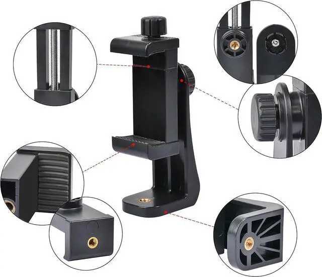 Alt view image 5 of 7 - Phone Tripod Mount Adapter with Smartphone Remote Controller, Phone Holder Clip Compatible with iPhone and Other Cell Phones