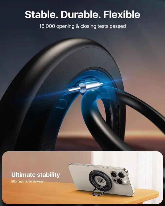 Alt view image 4 of 7 - andobil [2025 Upgraded] Double-sided Magnetic Phone Grip for MagSafe [Sability Max] Strong Magnetic Phone Ring Holder Compatible with MagSafe Accessories, iPhone 16 Plus 15 14 13 12 Pro Max Mini Black