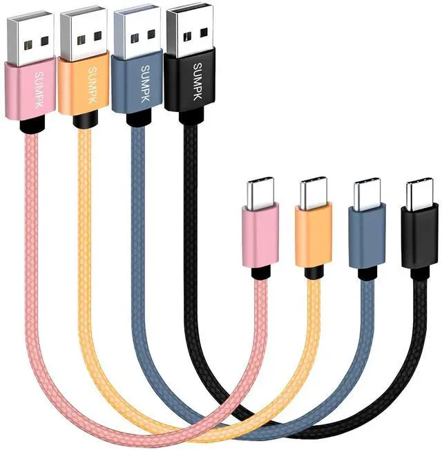 Main image of Short USB C Cable [4-Pack 8 inch], 3A Fast Charging USB 2.0 Data Transfer to Type C Phone Charger Cord Nylon Braided Compatible with Samsung Galaxy S10 S9, Pixel 3, LG V30, Charging Station
