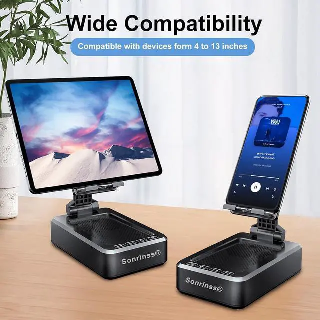 Alt view image 2 of 7 - Cell Phone Stand with Wireless Bluetooth Speaker Compatible for Any Smartphones,Anti-Slip Design Phone Holder with HD Surround Sound Bluetooth Speaker for Home,Office,Outdoor
