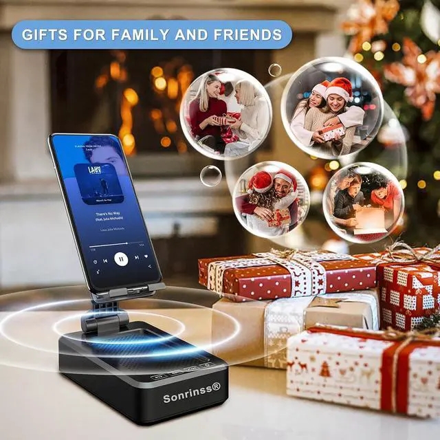 Alt view image 7 of 7 - Cell Phone Stand with Wireless Bluetooth Speaker Compatible for Any Smartphones,Anti-Slip Design Phone Holder with HD Surround Sound Bluetooth Speaker for Home,Office,Outdoor