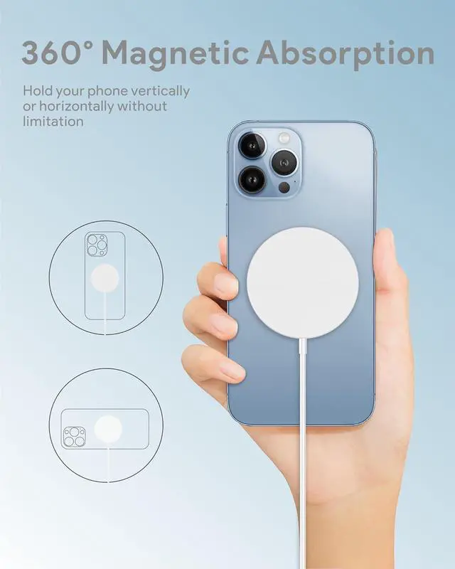 Alt view image 2 of 7 - Magnetic Wireless Charger 2-Pack for iPhone Wireless Charger Pad, Max Fast for Magsafe Phone Adapter for iPhone 16/16 Plus/16 Pro/16 Pro Max/15/15 Pro/15 Plus/ 14/13 Series/AirPods Pro 2