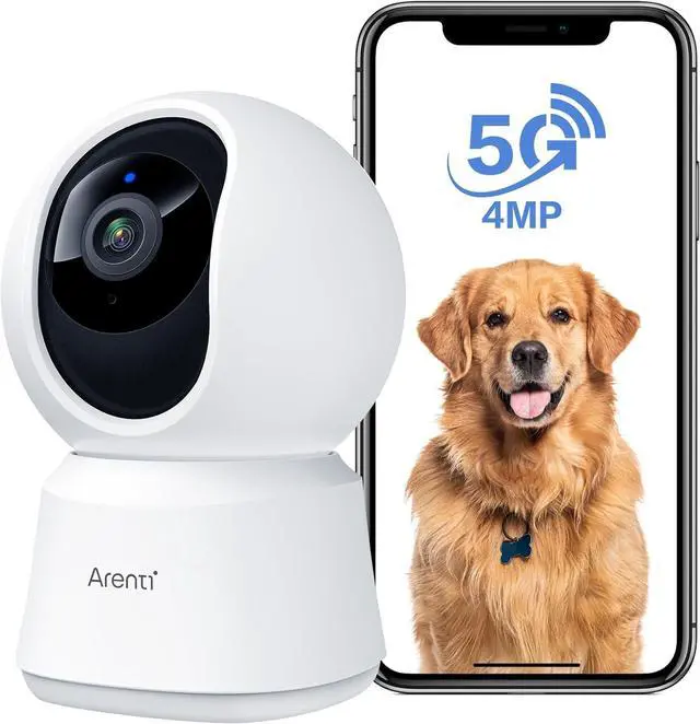 Main image of ARENTI 5G Indoor Security Camera, 4MP Pet Camera with Speaker for Dog/Cat, Baby Monitor with Phone App, Dual-Band WiFi, Auto Tracking, Super Night Vision, 2-Way Talk, Cloud & SD Card Storage(P2Q)