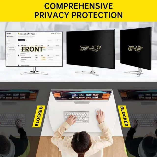 Alt view image 5 of 7 - 27 Inch Computer Privacy Screen for 16:9 Computer Monitor, Anti-Blue Light Monitor Privacy Screen Filter, Anti-UV Computer Screen Privacy Shield, Hanging Type