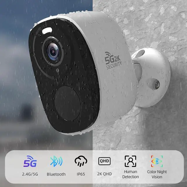 Alt view image 2 of 7 - Rraycom 2Pack Security Cameras Outdoor Wireless,2K 5G/2.4GHz Battery Powered Camera for Home Security, Cloud/SD, No Monthly Fee, AI Motion Detection, Color Night Vision,2-Way Audio, Works w/Alexa