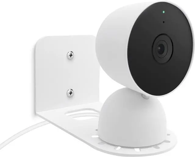 Main image of Large Metal Wall Mount Holder fits for Google Nest Indoor 2nd Generation Wired Security Cam, Flexible Installation Camera Shelf for Better View Angle Mount on Wall Deck,White