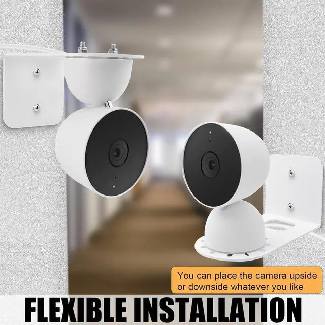 Alt view image 3 of 7 - Large Metal Wall Mount Holder fits for Google Nest Indoor 2nd Generation Wired Security Cam, Flexible Installation Camera Shelf for Better View Angle Mount on Wall Deck,White