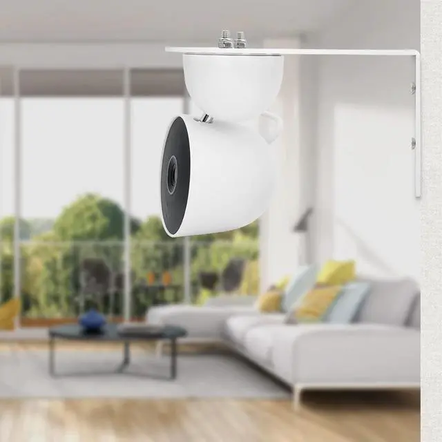 Alt view image 5 of 7 - Large Metal Wall Mount Holder fits for Google Nest Indoor 2nd Generation Wired Security Cam, Flexible Installation Camera Shelf for Better View Angle Mount on Wall Deck,White