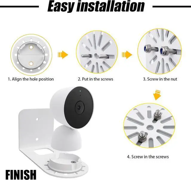 Alt view image 6 of 7 - Large Metal Wall Mount Holder fits for Google Nest Indoor 2nd Generation Wired Security Cam, Flexible Installation Camera Shelf for Better View Angle Mount on Wall Deck,White
