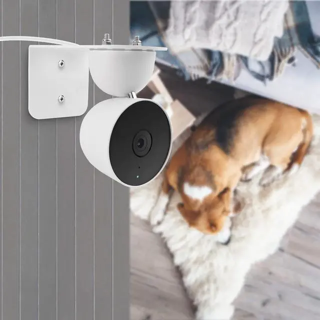 Alt view image 7 of 7 - Large Metal Wall Mount Holder fits for Google Nest Indoor 2nd Generation Wired Security Cam, Flexible Installation Camera Shelf for Better View Angle Mount on Wall Deck,White