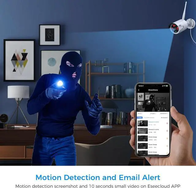 Alt view image 3 of 7 - [Wireless Pro, 100ft Range] Hiseeu Wireless Security Camera System, Expandable 16CH 4K NVR, 4Pcs 3MP Night Vision WiFi Cameras Home Surveillance Outdoor, Motion Detection, 1TB HDD, One-Way Audio