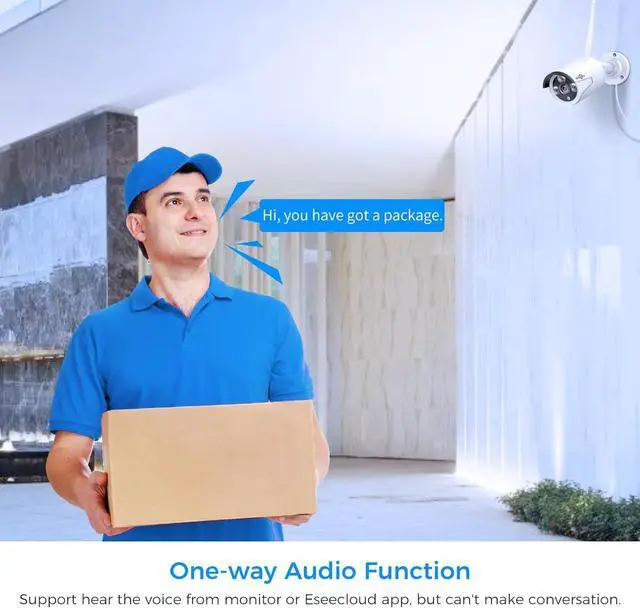 Alt view image 4 of 7 - [Wireless Pro, 100ft Range] Hiseeu Wireless Security Camera System, Expandable 16CH 4K NVR, 4Pcs 3MP Night Vision WiFi Cameras Home Surveillance Outdoor, Motion Detection, 1TB HDD, One-Way Audio