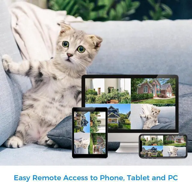 Alt view image 6 of 7 - [Wireless Pro, 100ft Range] Hiseeu Wireless Security Camera System, Expandable 16CH 4K NVR, 4Pcs 3MP Night Vision WiFi Cameras Home Surveillance Outdoor, Motion Detection, 1TB HDD, One-Way Audio