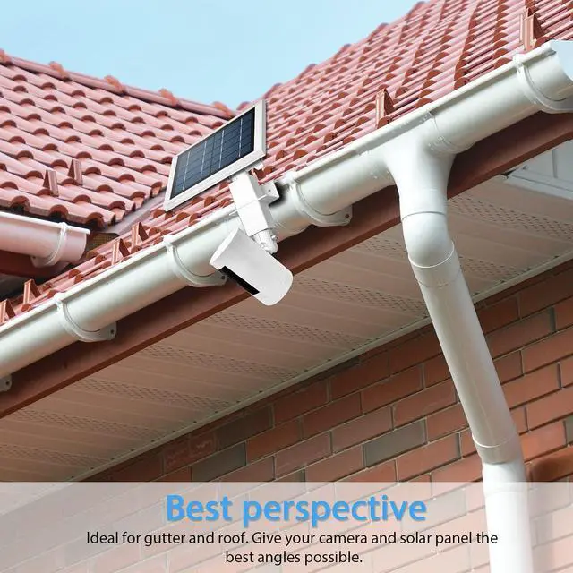 Alt view image 2 of 7 - HOLACA 2-in-1 Weatherproof Gutter Mount for Ring Solar Panel, Spotlight Cam Battery and Stick Up Cam Battery Outdoor Mount Accessories for Ring Solar Panel (White)