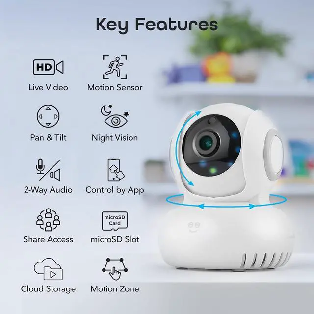 Alt view image 2 of 7 - Geeni Sentinel 1080p Wireless Indoor Surveillance Camera  Smart Motion Detection, Night Vision, and Two-Way Audio | Alexa & Google Assistant Compatible Security Camera