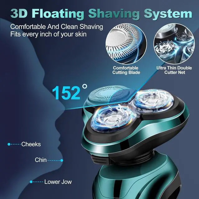 Alt view image 3 of 7 - Electric Razor for Men, Men's Rotary Shavers, Waterproof, Wet and Dry Rechargeable Electric Shaver for Men's Faces with a Cordless and Floating Head,Portable Travel Razor,an Ideal Gift for Men