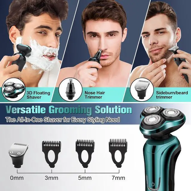 Alt view image 5 of 7 - Electric Razor for Men, Men's Rotary Shavers, Waterproof, Wet and Dry Rechargeable Electric Shaver for Men's Faces with a Cordless and Floating Head,Portable Travel Razor,an Ideal Gift for Men