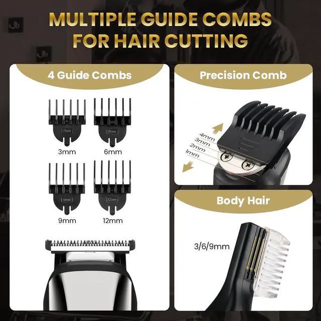 Alt view image 5 of 7 - PRITECH Beard Trimmer for Men,6 in 1 Hair Clippers Kit, Precision Cordless Grooming Kit Waterproof IPX6 for Beard, Hair, Body, Nose, Ear, with Foil Razor (Silver)
