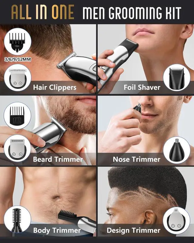 Alt view image 2 of 7 - Ufree Beard Trimmer for Men, Waterproof Electric Razor for Nose, Body, Face & Mustache, Cordless Hair Clippers Shavers Grooming Kit, Gifts for Men Husband Father