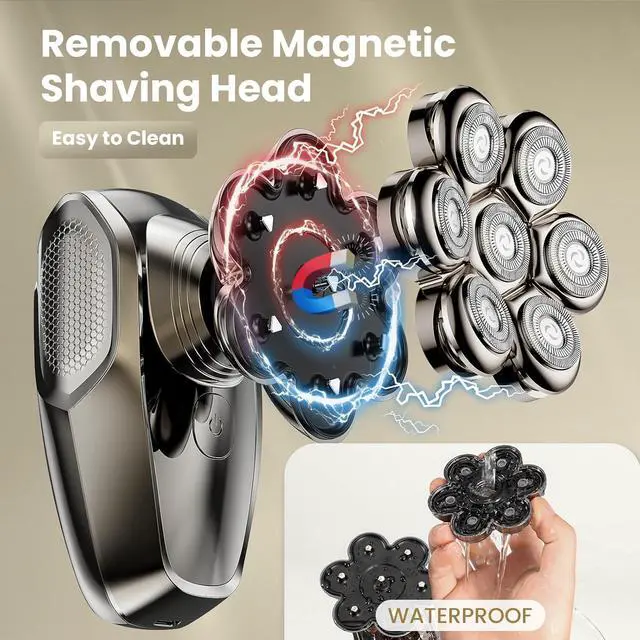 Alt view image 2 of 7 - 7D Head Shavers for Bald Men, SHPAVVER Detachable Head Shaver LED Display Dry Wet Bald Head Razor, IPX7 Waterproof Head Shavers with Type-C Charge
