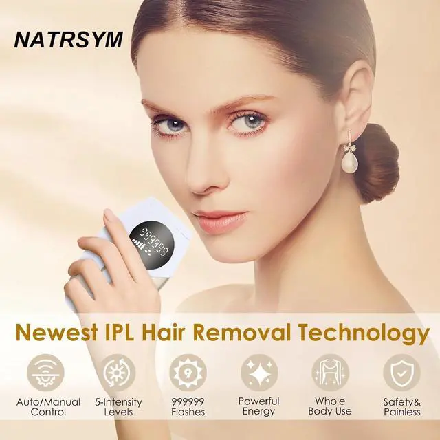 Alt view image 3 of 7 - IPL Laser Hair Removal Device at-Home for Women Men NATRSYM Painless Permanent Facial Upper Lip Bikini Line Armpits Back Legs Arms Face Back Whole Body Remover