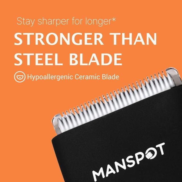 Alt view image 3 of 6 - MANSPOT Manscape Groin & Body Hair Trimmer for Men, Electric Ball Pubic Trimmer Shaver,Manscape Kit with 4 Guard,Replaceable Ceramic Blade Heads,Waterproof Wet/Dry Shaver,90 Minutes Shaving