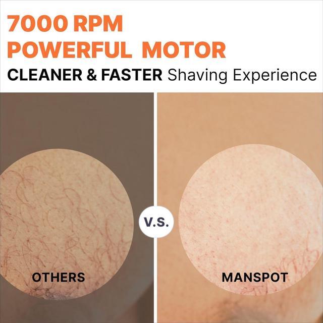 Alt view image 4 of 6 - MANSPOT Manscape Groin & Body Hair Trimmer for Men, Electric Ball Pubic Trimmer Shaver,Manscape Kit with 4 Guard,Replaceable Ceramic Blade Heads,Waterproof Wet/Dry Shaver,90 Minutes Shaving